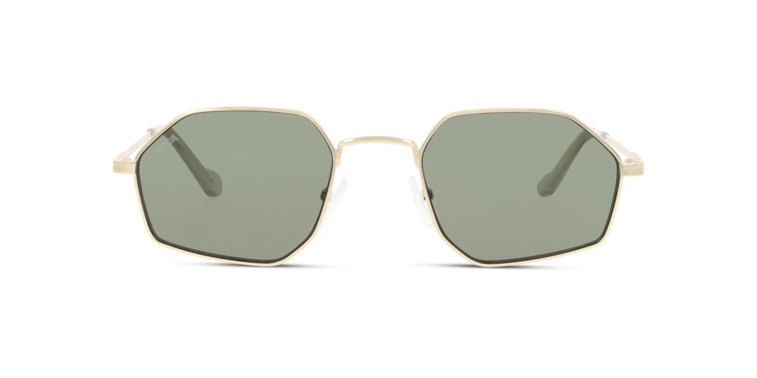 Gafas de sol estilo aviador con montura dorada y lentes verdes